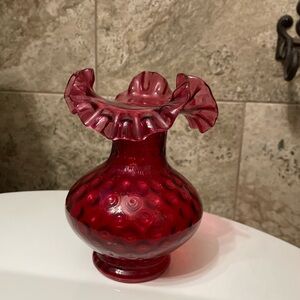 Fenton Vtg cranberry vase
